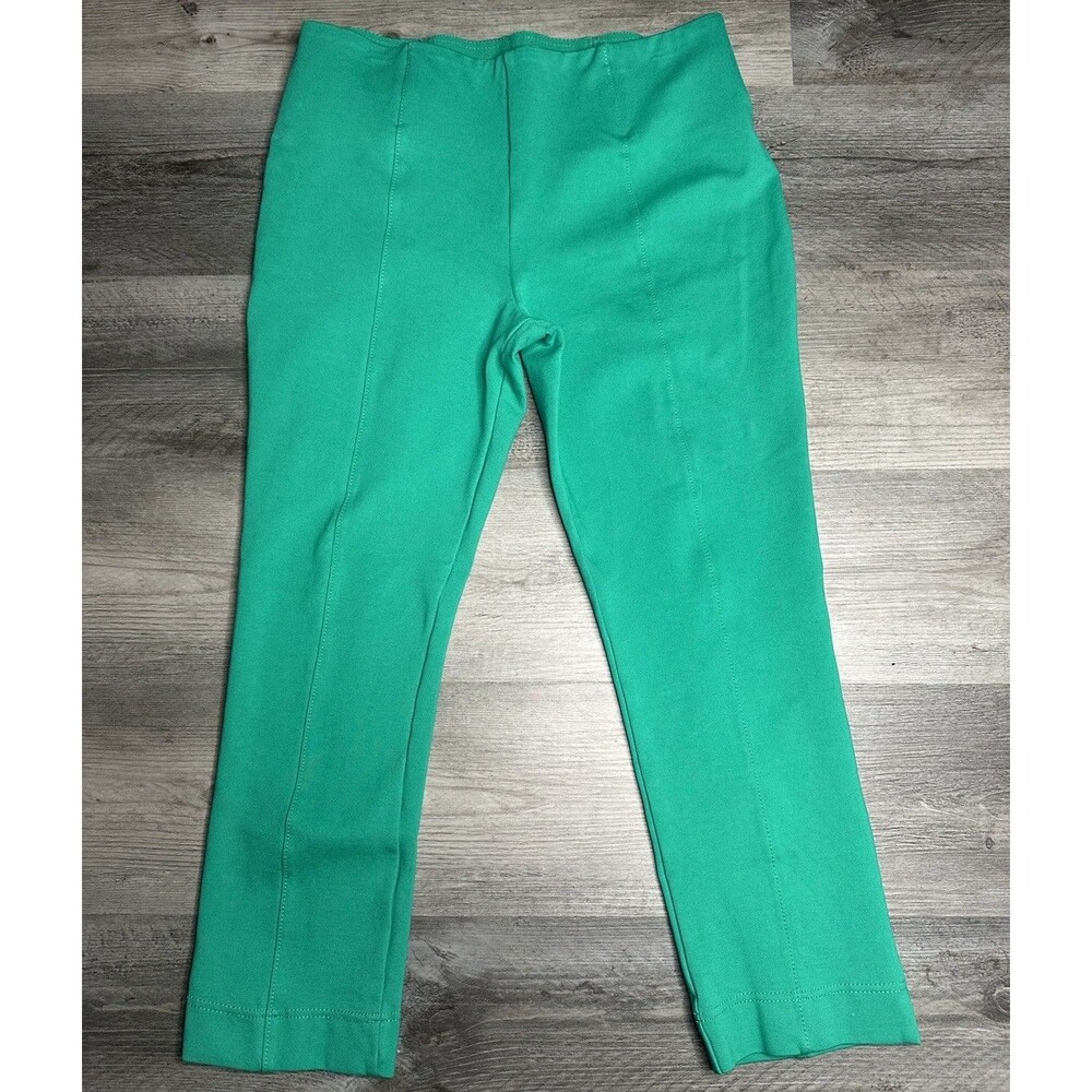 Slim Factor By Investments Green Mid Rise Skinny Ankle Stretchy Pants Size L